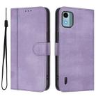 For Nokia C12 Line Splicing Buckle Retro Leather Phone Case(Purple) - 2