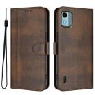For Nokia C12 Line Splicing Buckle Retro Leather Phone Case(Brown) - 2