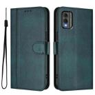 For Nokia C32 Line Splicing Buckle Retro Leather Phone Case(Dark Green) - 2