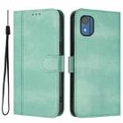 For Nokia C02 Line Splicing Buckle Retro Leather Phone Case(Mint Green) - 2