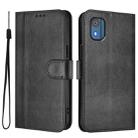 For Nokia C02 Line Splicing Buckle Retro Leather Phone Case(Black) - 2