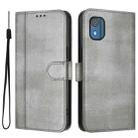 For Nokia C02 Line Splicing Buckle Retro Leather Phone Case(Grey) - 2