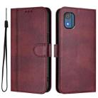 For Nokia C02 Line Splicing Buckle Retro Leather Phone Case(Wine Red) - 2