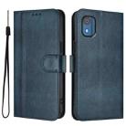For Nokia C02 Line Splicing Buckle Retro Leather Phone Case(Dark Blue) - 2