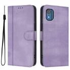 For Nokia C02 Line Splicing Buckle Retro Leather Phone Case(Purple) - 2