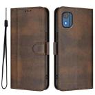 For Nokia C02 Line Splicing Buckle Retro Leather Phone Case(Brown) - 2