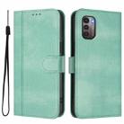 For Nokia G11 4G / G21 4G Line Splicing Buckle Retro Leather Phone Case(Mint Green) - 2