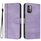For Nokia G11 4G / G21 4G Line Splicing Buckle Retro Leather Phone Case(Purple) - 2