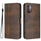 For Nokia G11 4G / G21 4G Line Splicing Buckle Retro Leather Phone Case(Brown) - 2