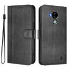 For Nokia C30 Line Splicing Buckle Retro Leather Phone Case(Black) - 2