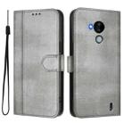 For Nokia C30 Line Splicing Buckle Retro Leather Phone Case(Grey) - 2