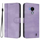 For Nokia C30 Line Splicing Buckle Retro Leather Phone Case(Purple) - 2