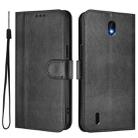 For Nokia C01 Plus / C1 2nd Edition Line Splicing Buckle Retro Leather Phone Case(Black) - 2