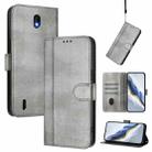 For Nokia C01 Plus / C1 2nd Edition Line Splicing Buckle Retro Leather Phone Case(Grey) - 1