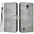 For Nokia C01 Plus / C1 2nd Edition Line Splicing Buckle Retro Leather Phone Case(Grey) - 2