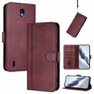For Nokia C01 Plus / C1 2nd Edition Line Splicing Buckle Retro Leather Phone Case(Wine Red) - 1