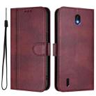 For Nokia C01 Plus / C1 2nd Edition Line Splicing Buckle Retro Leather Phone Case(Wine Red) - 2
