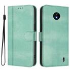 For Nokia C10 / C20 Line Splicing Buckle Retro Leather Phone Case(Mint Green) - 2