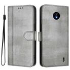 For Nokia C10 / C20 Line Splicing Buckle Retro Leather Phone Case(Grey) - 2