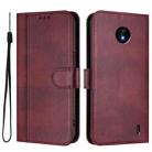 For Nokia C10 / C20 Line Splicing Buckle Retro Leather Phone Case(Wine Red) - 2