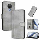 For Nokia 6.3 / G20 / G10 Line Splicing Buckle Retro Leather Phone Case(Grey) - 1