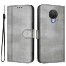 For Nokia 6.3 / G20 / G10 Line Splicing Buckle Retro Leather Phone Case(Grey) - 2