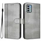 For Nokia G22 Line Splicing Buckle Retro Leather Phone Case(Grey) - 2