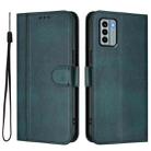 For Nokia G22 Line Splicing Buckle Retro Leather Phone Case(Dark Green) - 2