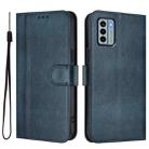 For Nokia G22 Line Splicing Buckle Retro Leather Phone Case(Dark Blue) - 2