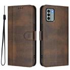 For Nokia G22 Line Splicing Buckle Retro Leather Phone Case(Brown) - 2