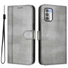 For Nokia G42 / G310 Line Splicing Buckle Retro Leather Phone Case(Grey) - 2