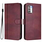 For Nokia G42 / G310 Line Splicing Buckle Retro Leather Phone Case(Wine Red) - 2