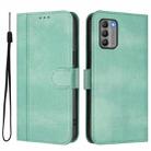 For Nokia G400 Line Splicing Buckle Retro Leather Phone Case(Mint Green) - 2