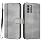 For Nokia G400 Line Splicing Buckle Retro Leather Phone Case(Grey) - 2