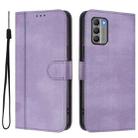 For Nokia G400 Line Splicing Buckle Retro Leather Phone Case(Purple) - 2
