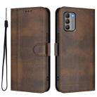 For Nokia G400 Line Splicing Buckle Retro Leather Phone Case(Brown) - 2