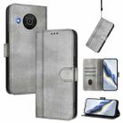 For Nokia X20 / X10 Line Splicing Buckle Retro Leather Phone Case(Grey) - 1