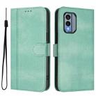 For Nokia X30 5G Line Splicing Buckle Retro Leather Phone Case(Mint Green) - 2