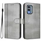 For Nokia X30 5G Line Splicing Buckle Retro Leather Phone Case(Grey) - 2