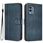 For Nokia X30 5G Line Splicing Buckle Retro Leather Phone Case(Dark Blue) - 2