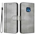 For Nokia XR20 Line Splicing Buckle Retro Leather Phone Case(Grey) - 2