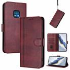 For Nokia XR20 Line Splicing Buckle Retro Leather Phone Case(Wine Red) - 1