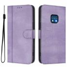 For Nokia XR20 Line Splicing Buckle Retro Leather Phone Case(Purple) - 2