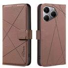 For Tecno Spark 20 Pro Geometric Pattern RFID Leather Phone Case(Brown) - 1
