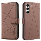 For Tecno Camon 40 Pro 4G Geometric Pattern RFID Leather Phone Case(Brown) - 1