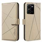 For vivo Y35 4G / Y22S Geometric Pattern RFID Leather Phone Case(Beige) - 1