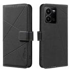 For vivo Y35 4G / Y22S Geometric Pattern RFID Leather Phone Case(Black) - 1