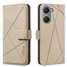 For vivo Y03 4G Global Geometric Pattern RFID Leather Phone Case(Beige) - 1