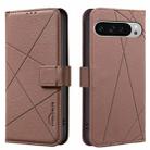 For Google Pixel 9 Pro XL Geometric Pattern RFID Leather Phone Case(Brown) - 1