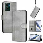 For HMD Pulse Pro / Pulse / Pulse+ Line Splicing Buckle Retro Leather Phone Case(Grey) - 1